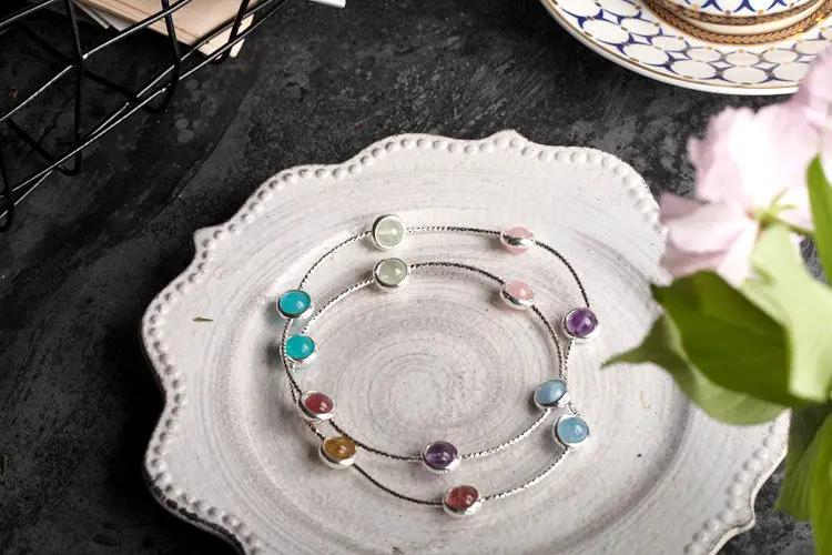 L& P браслет ручной работы с драгоценным камнем Аметрин элегантные браслеты и браслеты из стерлингового серебра пробы для женщин, многоцветные украшения
