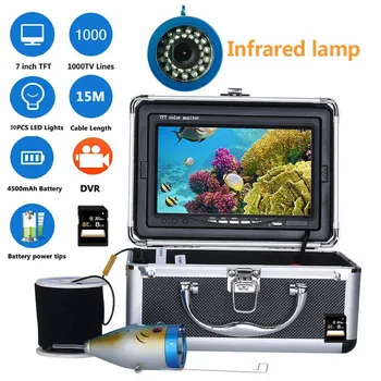 

15M 7" Inch DVR Recorder 1000tvl Underwater Fishing Video Camera Kit 30 PCS LED Infrared Lamp Lights Video Fish Finder