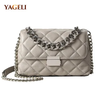 Genuine Leather Chain Shoulder Bags for Women Luxury Handbags Women Bags Brand Design Fashion Shoulder Messenger Bags for Lady brand women messenger bags luxury handbags women bags designer velvet fashion shoulder bag women pu leather handbags chain h