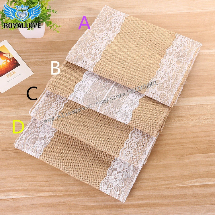 30cmW *275 cm L width Burlap Lace Table Runner Rustic Vintage Country Garden Wedding Reception Farmhouse Decoration | Дом и сад