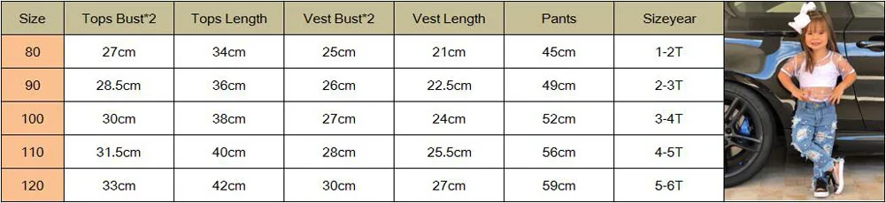 Pudcoco/Летняя одежда для маленьких девочек Футболка с принтом звезды+ жилет, топы, рваные длинные джинсы комплект из 3 предметов, летняя одежда