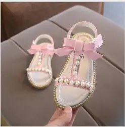 2019 Летний стиль детские сандалии для девочек Дети пляжные шлепанцы для девочек с милым бантом Девушки Принцесса обувь От 1 до 6 лет