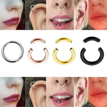 2 шт титановый анодированный Сегмент нос обруч кольцо-гвоздик для губ фиксаторы ушные Спиральные серьги ушной хрящ кликер пирсинг ювелирные изделия для тела