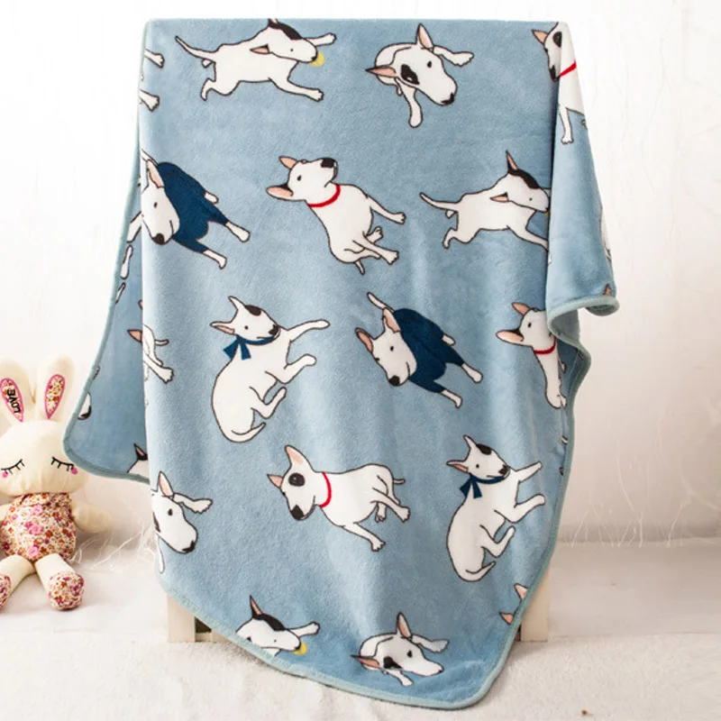 Мягкие флисовые французские одеяла с бульдогом осень/зима теплый коврик для кровати собаки для собак Подушка одеяло щенок кошка спальные покрытые коврики - Цвет: Blue Bull Terrier
