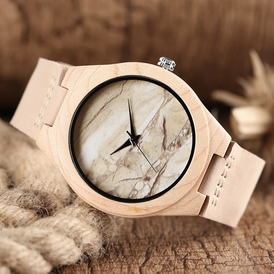 Marble Pattern Face Art Wooden Watch Minimalist Analog Style Natural Bamboo Clock Men and Women Quartz Sport Reloj de madera NEW 2017 (9)