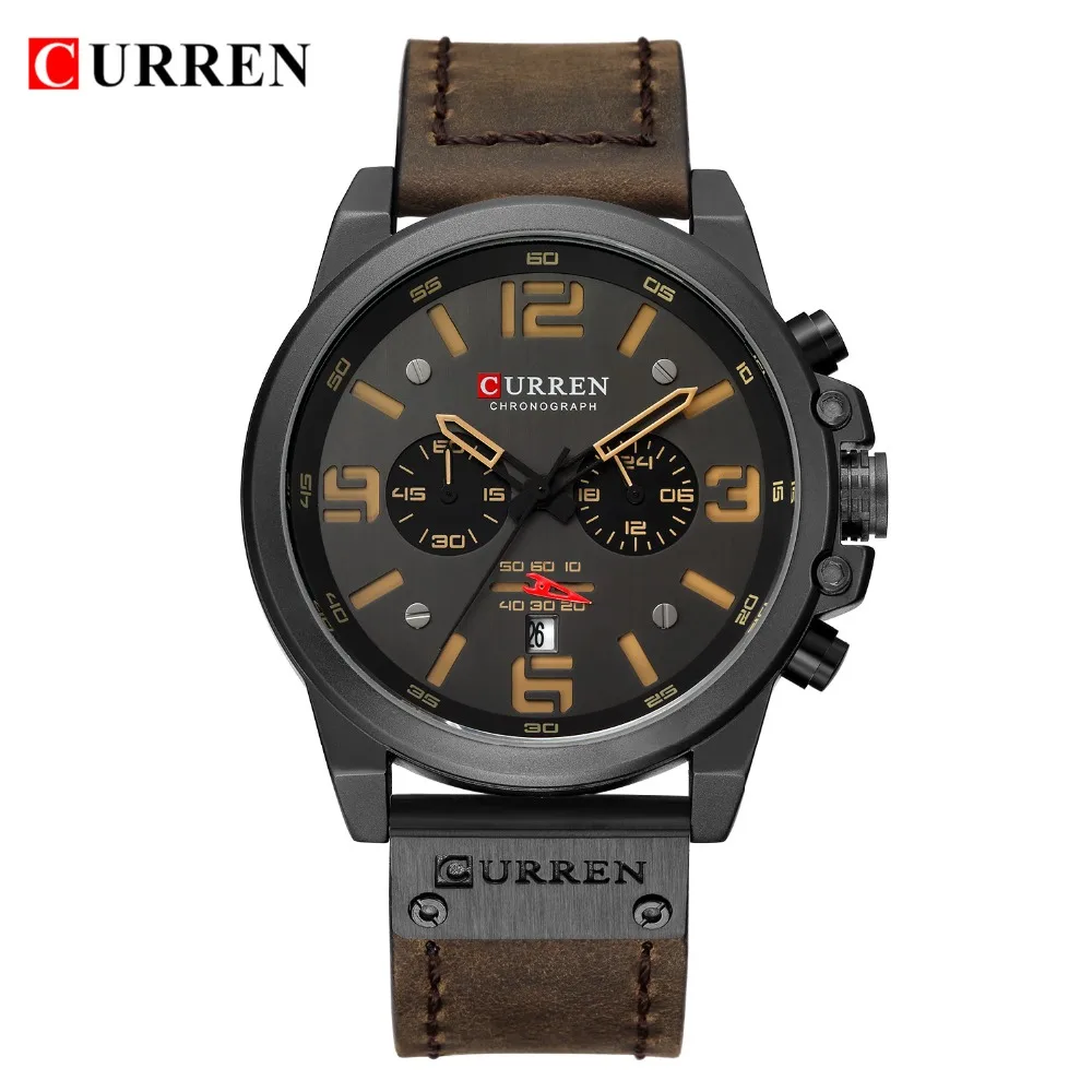 CURREN Top Brand Luxury Quartz Men Chronograph Watches Leather Strap Business Male Wristwatches Montre Men Clock Erkek Kol Saati