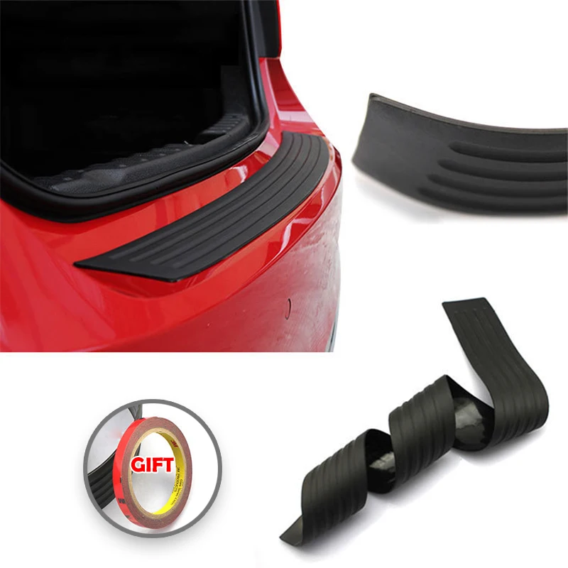 

Car Trunk Paint Scratch Rubber Protective Strip Rear Bumper Scratch Bar Universal Black Rear Bumper Protector
