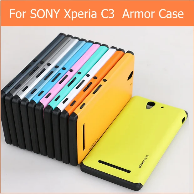 

Anti-knock SLIM ARMOR case For Sony Xperia c3 D2533 D2502 S55U 5.5" cell phone bags protective silicone cover +1pcs Screen film