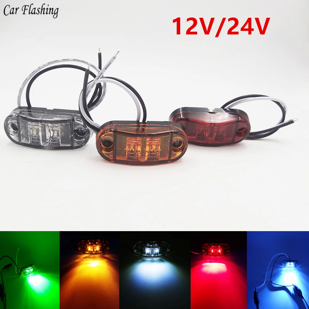

10pcs Truck Side Marker Light 12V/24v LED Red Yellow White Blue Green Waterproof For Truck Trailer Boat Dark Warning