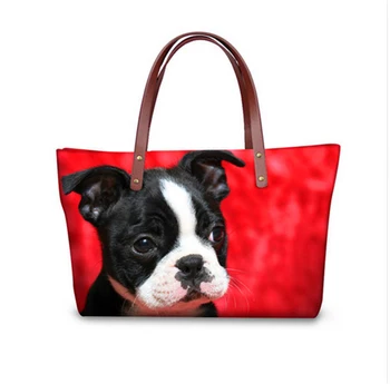 

Pretty women handbags large capacity Boston Terrier Puppy shoulder bag casual mujer travel bolsas handbag ladies messenger bags