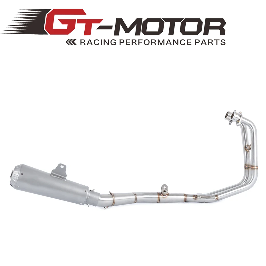 

GT Motor - Motorcycle Full Exhaust System For Yamaha YZF R3 2014-2017 stainless steel Connector Mid Link Pipe muffler