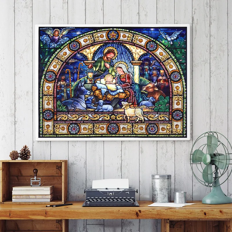 RUBOS DIY Diamond Painting Healer Pantheleimon Icon Religion Diamond Embroidery Mosaic Orthodox 5D Big Bead Pearls Crystal Sale (3)
