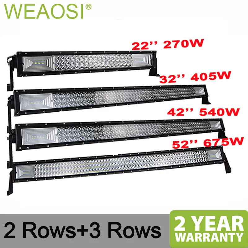 

22'' 32'' 42'' 52'' 3-Row 7D Offroad LED Light Bar Combo Led Work Light Bar 12v 24v Truck SUV ATV 4WD 4x4 Led Bar