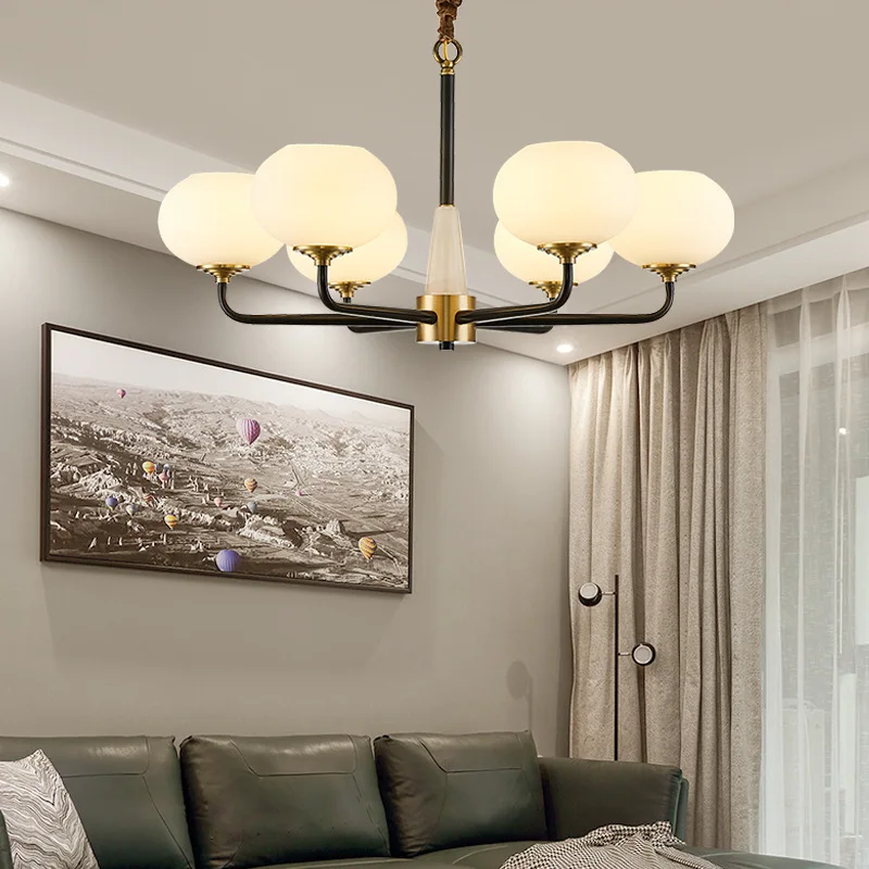 

LED luxury Copper chandelier lighting living room pendant lamps American dining room fixtures bedroom hanging lights