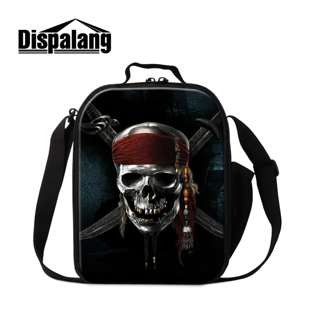 Dispalang Skull Print Kids Lunch Bags Cooler Insulated Lunch Bags For