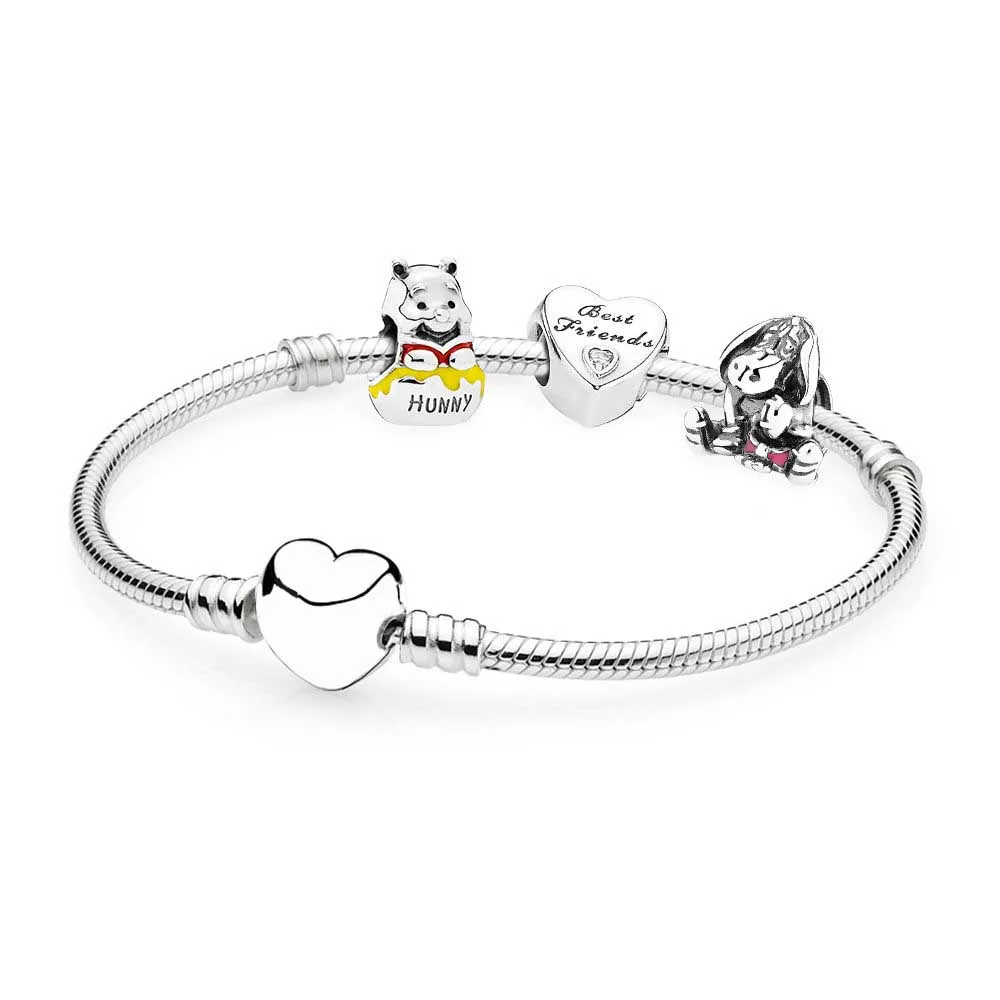 

100% 925 Sterling Silver Wi the Poo And Eeyore Bracelet Gift Set Fit DIY Original Charm Bracelets Jewelry A Of Prices