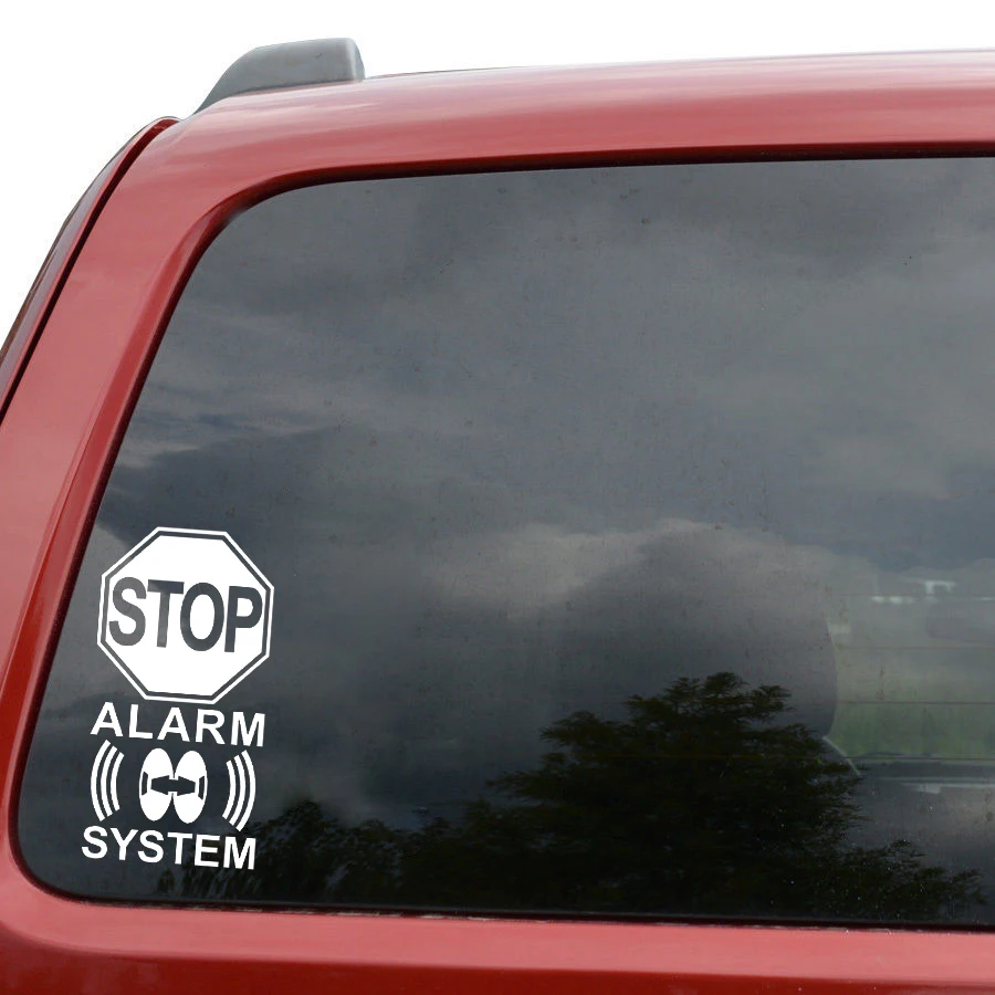 9.4cm18cm Warning Mark Stop Alarm System Graphic Car Sticker Car Styling Vinyl Decoration Decals