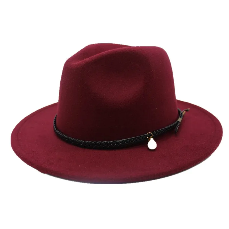 Шляпа Seioum из фетра с жемчугом шляпы ремнем женские винтажные фетровые