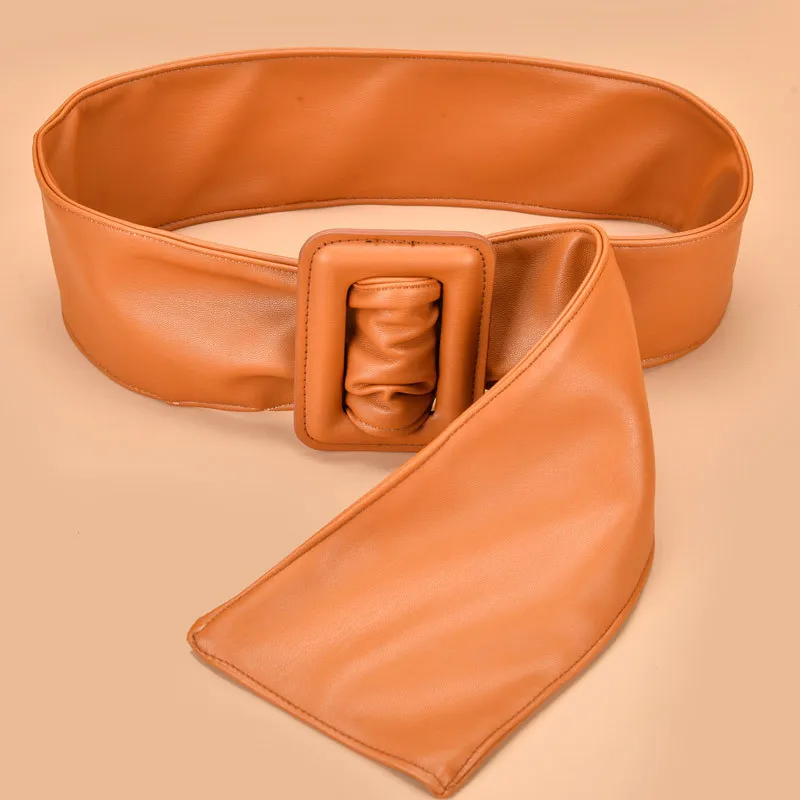 Модный женский ремень высокого качества из искусственной кожи Широкие ремни для женщин Регулируемый ceinture femme удобный ремень PD01 - Цвет: Brown