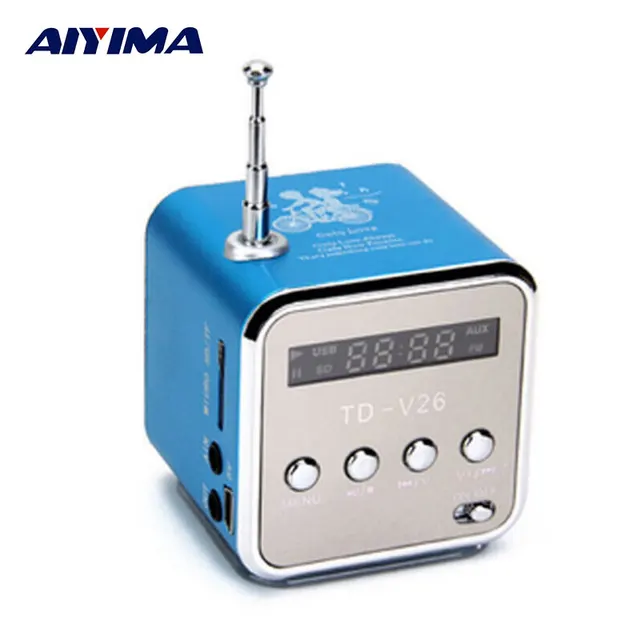AIYIMA Portable Audio Speakers Micro USB Mini Stereo Speaker Music MP3 MP4 FM Radio TDV26 Radio FM Receiver With Digital LCD