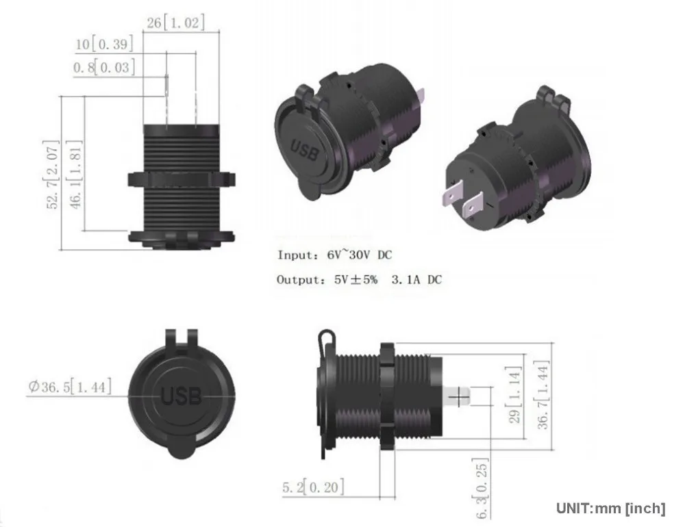 Waterproof Vehicle Car Charger Adapter DC 12V-32V USB Car Dual USB Charger 2 Port Power Socket (4)