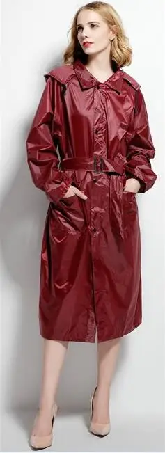 Плащ пончо для женщин и мужчин водонепроницаемый плащ дождевик брюки набор уличный дождевой раздельный костюм chubasqueros mujer - Цвет: red Trench Coat