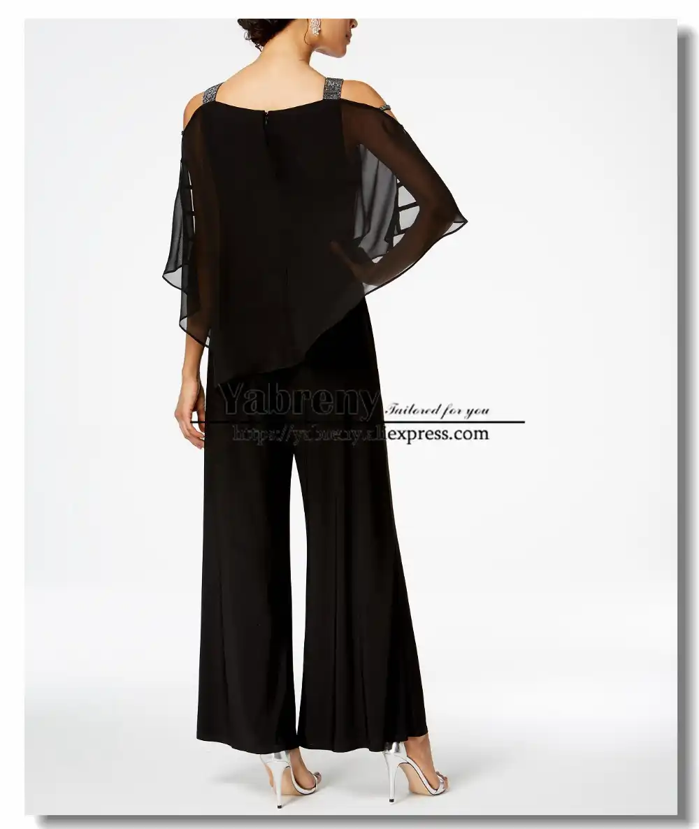 pant suit with chiffon overlay