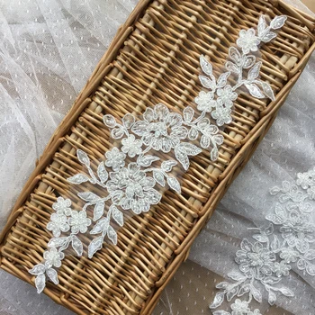 

Handmade Embroidery Beading Bridal Lace Applique Wedding Veil Lace Motif