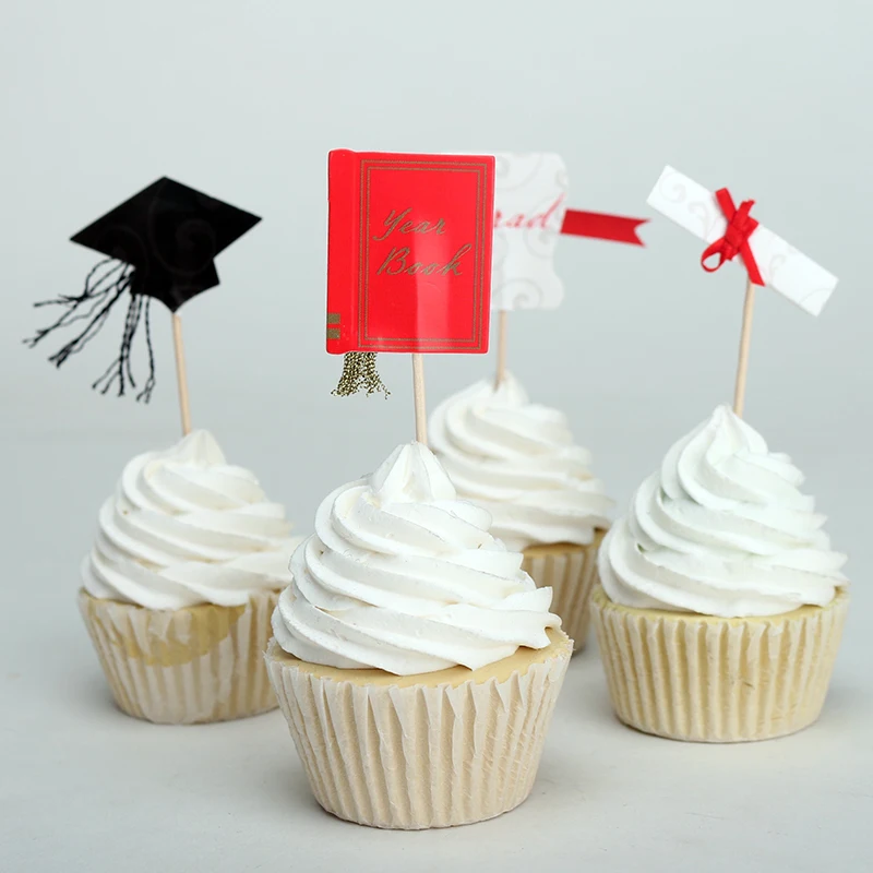 24pcs Cake Decorations Graduation Season Pattern Cupcake