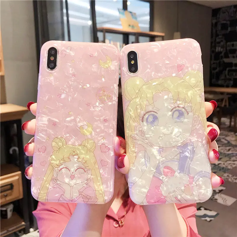 Для iphone X XR XS максимальный чехол для iphone 6S 6 7 8 Plus Япония милый Kawaii аниме Сейлор Мун стиль IMD матовый мягкий чехол для мобильного телефона
