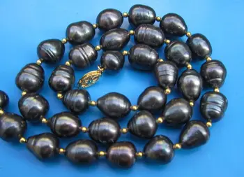 

wan 001622 11-13MM TAHITIAN GENUINE BLACK DROP PEARL NECKLACE