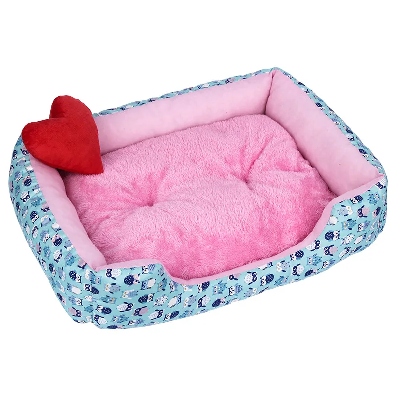 HEYPET квадратная плюшевая кровать для кошек домик для домашних животных мягкий коврик для кошек конфет кровать для собак для маленьких собак кошки пещера зимние теплые товары для кошек с подушкой