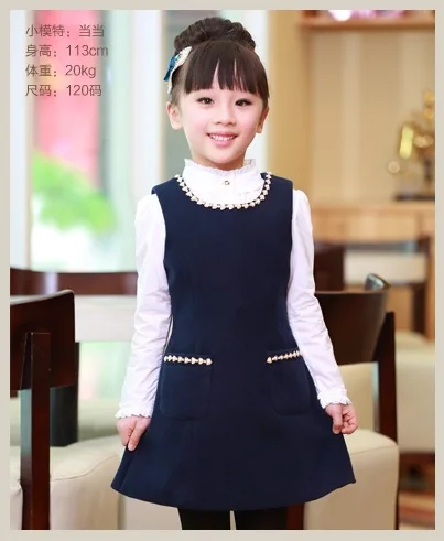

Kids Girls Autumn New Children Princess Woolen Vest Dress Clothing Dark Blue
