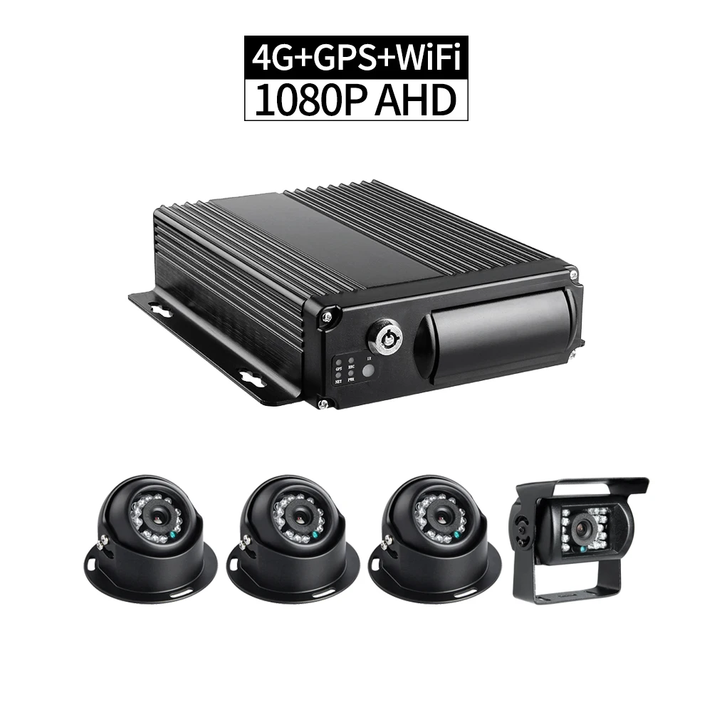 Kit de DVR móvil para coche, grabador en tiempo real de 4 canales, 4G