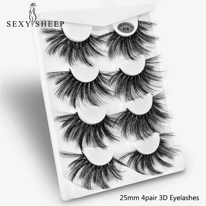 

25mm 3/4 Pairs False Eyelashes Natural Curly Thick Eye Lashes Handmade Soft Fake Lashes Cross Volume Eyelashes False Eyelashes