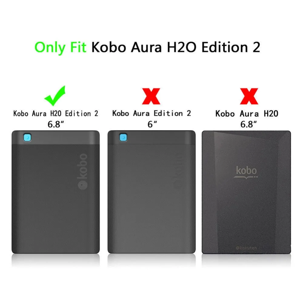 Ультра-тонкий умный кожаный чехол для Kobo Aura H2O Edition 2 6," дюймов читалка