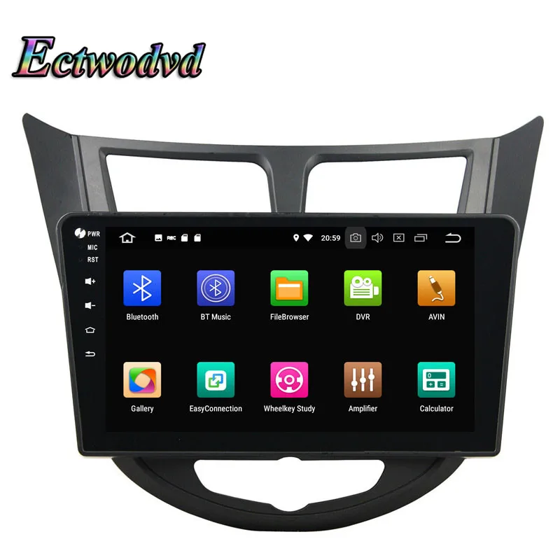 Clearance Ectwodvd Octa Core 4G RAM 64G ROM Android 9.0 Car Multimedia DVD Player GPS HeadUnit for Hyundai Verna,Accent,Solaris 2011-2012 1