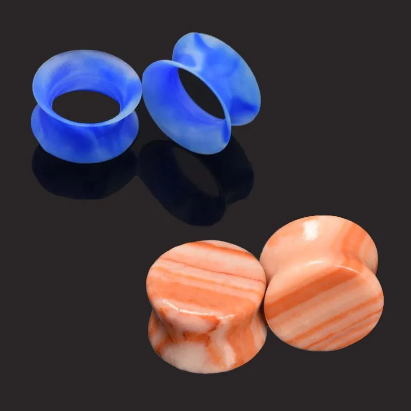New Hot Fashion Unisex Acrylic Flare Hollow Stone Saddle Ear Plugs
