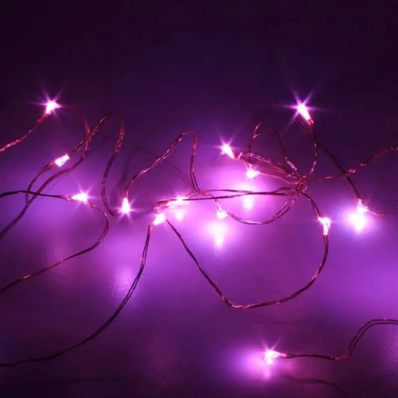 1 шт., 2 м, 20 светодиодный гирлянда на Рождество, медная проволока, гирлянда, лампа, сказочные огни для дома, год, Рождество, вечерние, свадебные украшения - Цвет: Pink