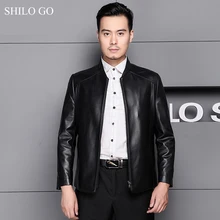 SHILO GO мужская кожаная куртка Осенняя модная куртка из овчины из натуральной кожи с круглым вырезом офисная OL лаконичная Свободная куртка с длинными рукавами