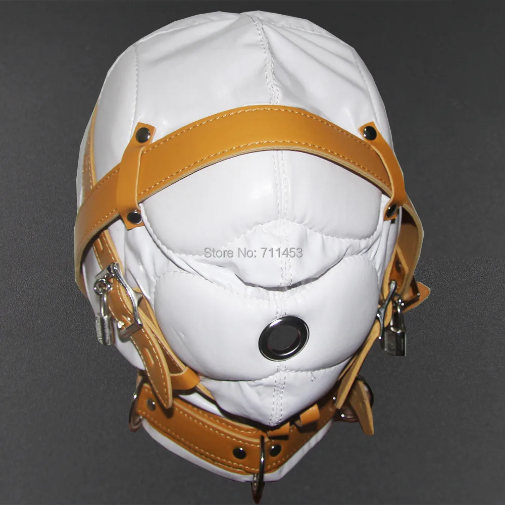 

Soft Leather Masks Hood Mask Total Wrap Thicken Full Head Harness Masks Fetish
