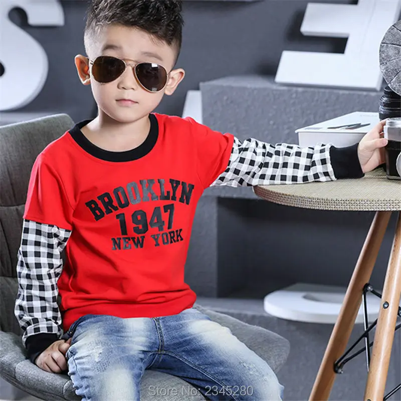 T-Shirt For Boy Sweater Ruffle Raglan Shirts Child Bobo Choses The Boys Clothes Kids Tees Children Tops Teenage Boys Clothing 02