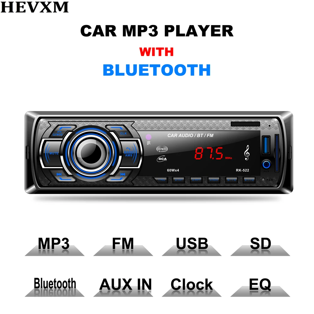 

HEVXM 12V Bluetooth Car Radio 1 DIN Autoradio AUX-IN MP3 FM/USB/Radio Remote Control For Car Stereo Player 2018 Sale New