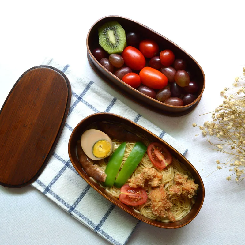 UPORS, натуральная деревянная коробочка для обедов, новинка, двухслойная, японская, для еды, суши, Bento Box, портативный контейнер для еды, для хранения, кухонные аксессуары