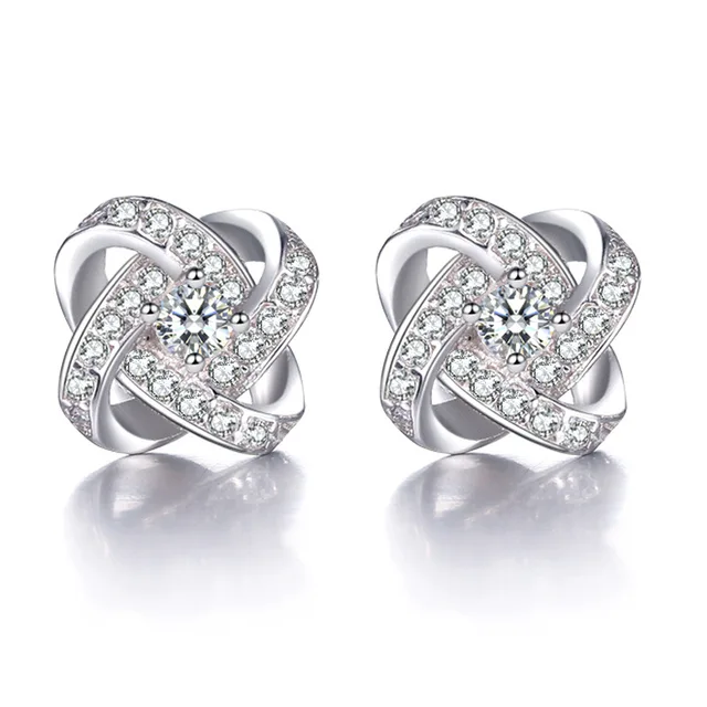 Js Brand Female Aaa Cubic Zircon Flower Channel Stud Earring For Js Brand Female Aaa Cubic Zircon Flower Channel Stud Earring For Women Crystal Rhinestone Earing Brinco