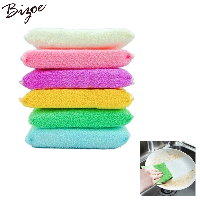 10PCS New Bamboo fiber sponge washing towels Bamboo fibre towel washing