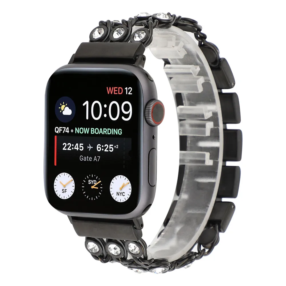 Модные комплекты ковбойской одежды браслет-цепочка для Apple наручный ремешок для часов 40/44/38/42 мм страз со стразами на ремешке Series 5 4 3 2 1 металлический браслет