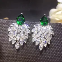 Diseñador de Moda 925 Joyas de Plata Esterlina Plateado Platino 3A Cubic Zirconia Pendiente Del Partido