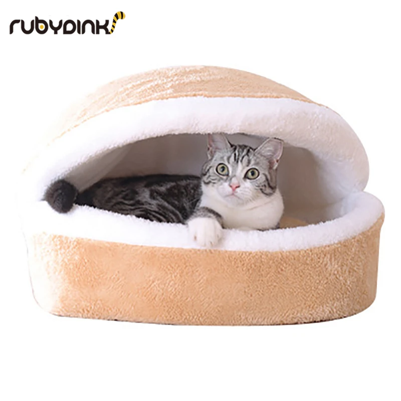 

Removable Cat Sleeping Bag Sofas Mat Hamburger Dog House Short Plush Small Pet Bed Warm Puppy Kennel Nest Cushion Pet Products