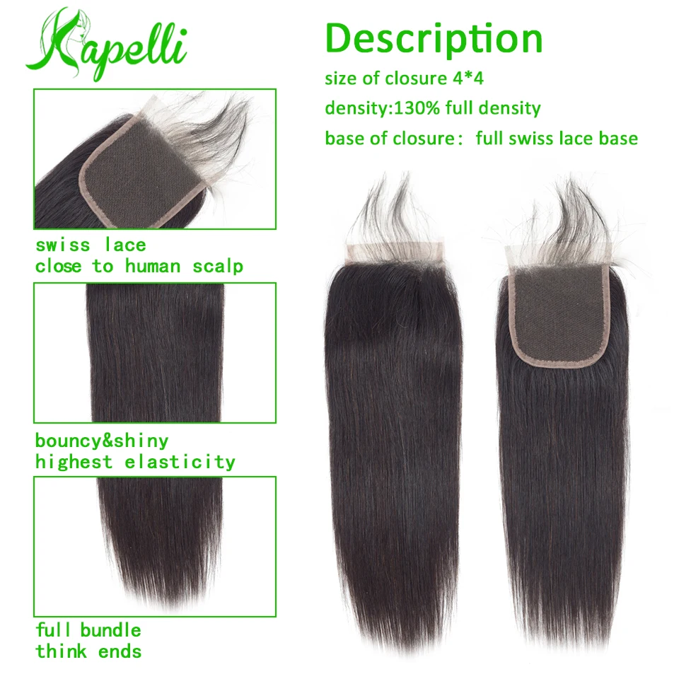straight human hair closure